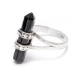 Onyx, ring med kristallspets i silver For Cheap