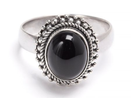 Onyx, ring i silver med filigran Cheap