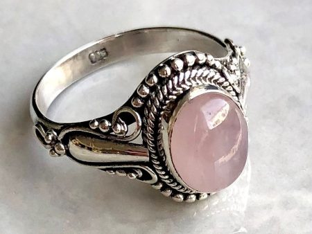 Rosenkvarts, ring silver filigran For Sale