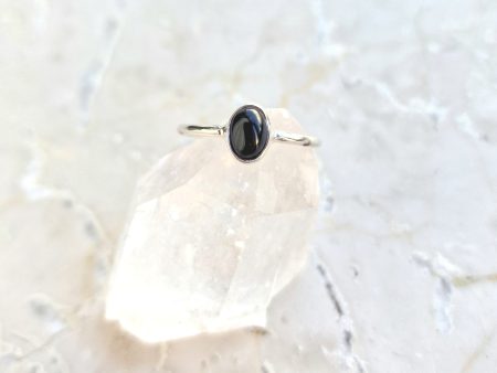 Onyx tunn liten silverring For Cheap